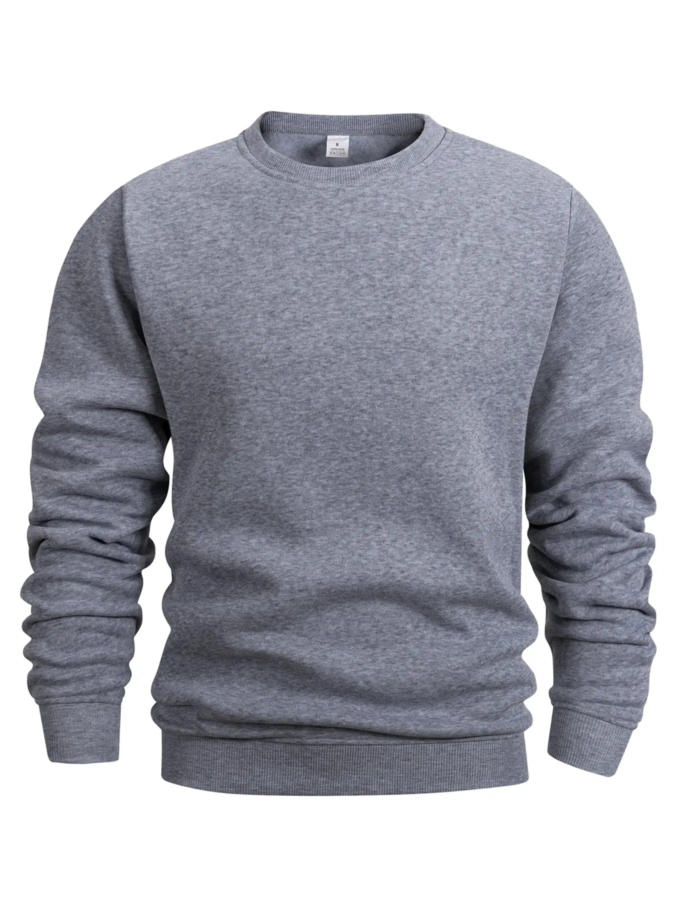 Mens Crew Neck Sweatshirt Solid Color Long Sleeve Pullover Hoodie For Spring Outdoor Casual Daily Sportswear
