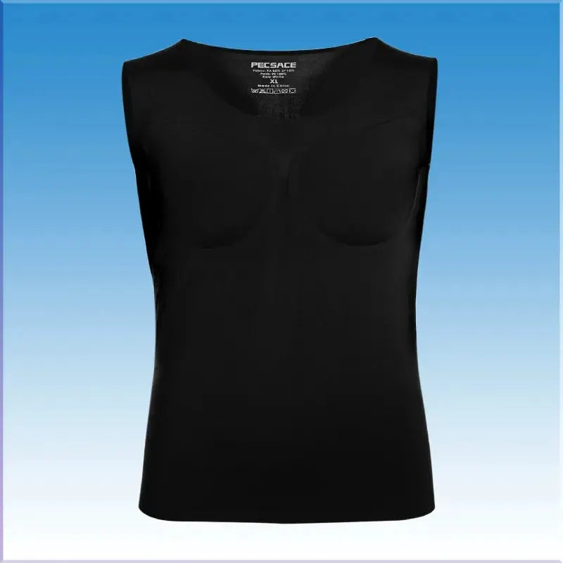 3D fake muscle shirt, black sleeveless top with built-in chest padding for cosplay by Simples Market