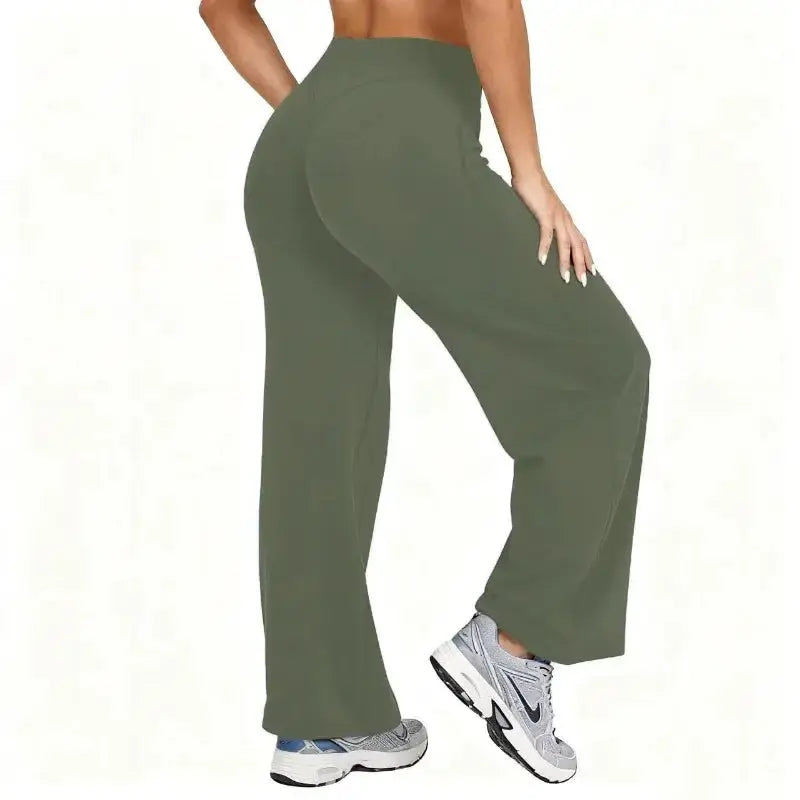 FlexiWear Plus Size Yoga Pants Wide Leg High Waist Ankle Length Comfort For Running And Pilates