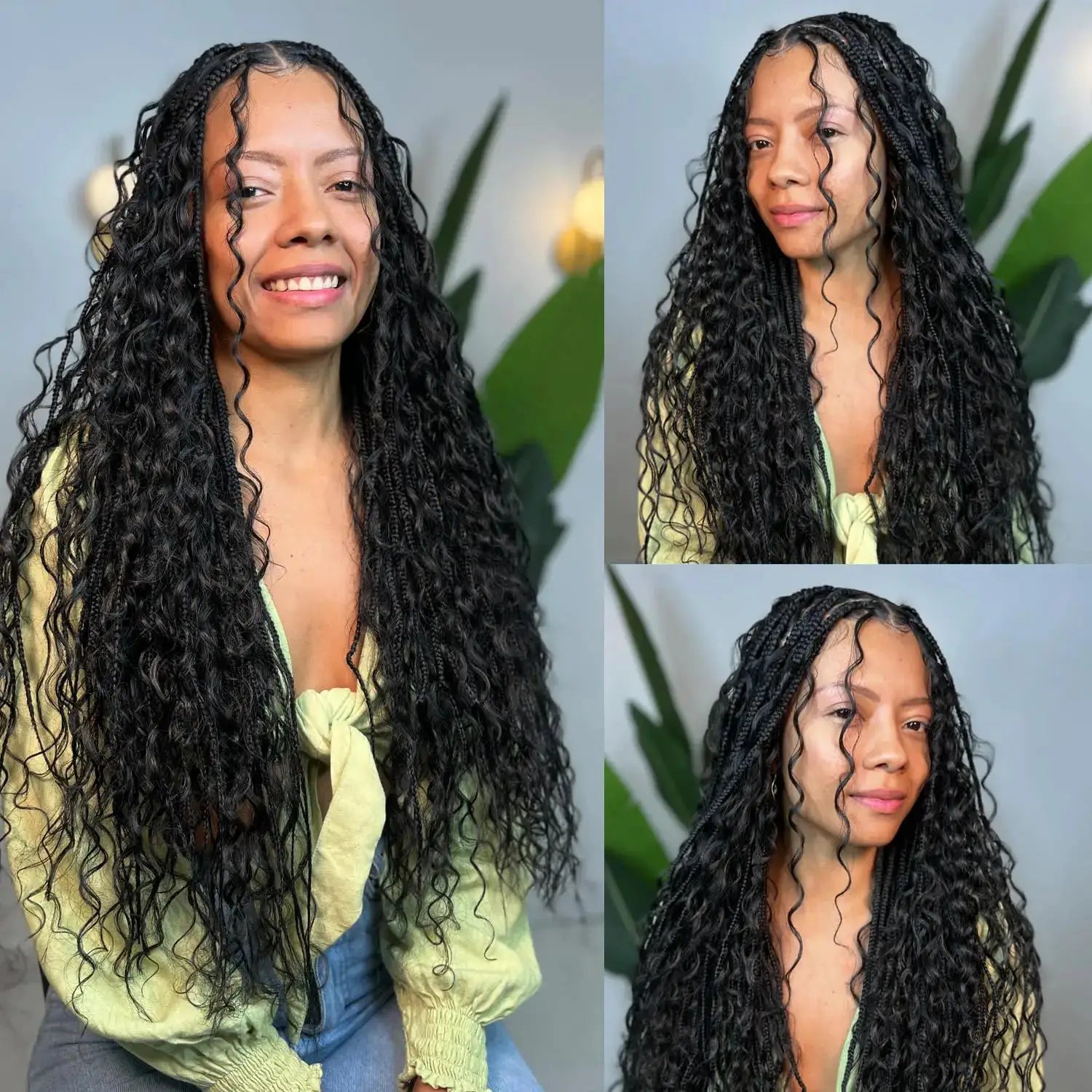 Human braiding hair deep wave bulk bundles 100g no weft, black, Simples Market