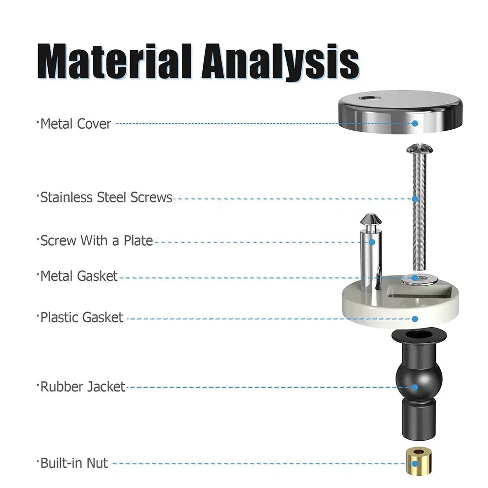 O-shaped toilet seat installation kit by Simples Market with metal cover, stainless screws, gaskets, and nut