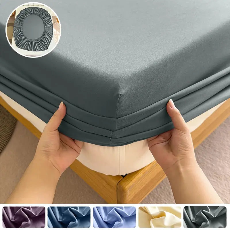 Simples Market fitted bed sheet with elastic edge in blue-gray solid polyester