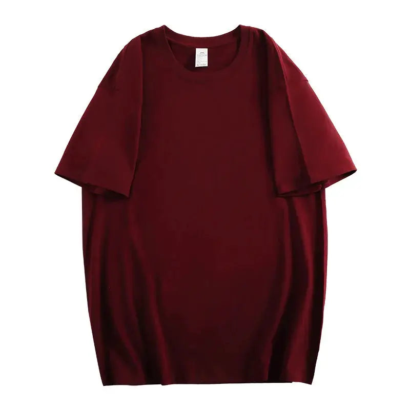One Hundred Percent Cotton Unisex Short Sleeve T Shirt Loose Fit Crew Neck Solid Color Top For Men And Women