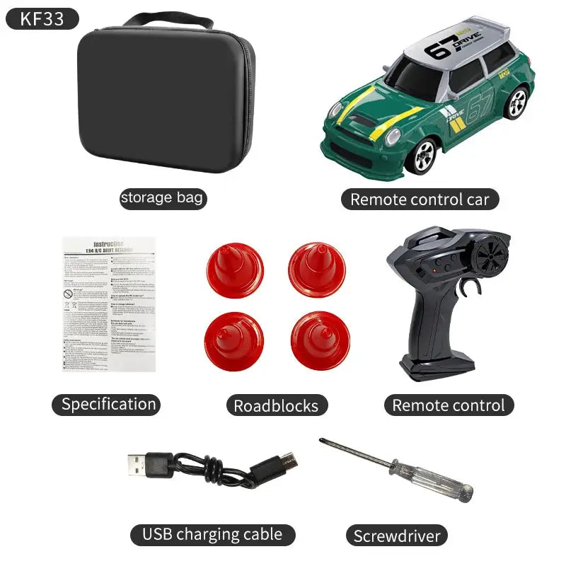 2026 KF20 1:64 Drift RC Car Four Wheel Drive Remote Controlled Racing Car Full Proportion Desk Competition Toy for Boys