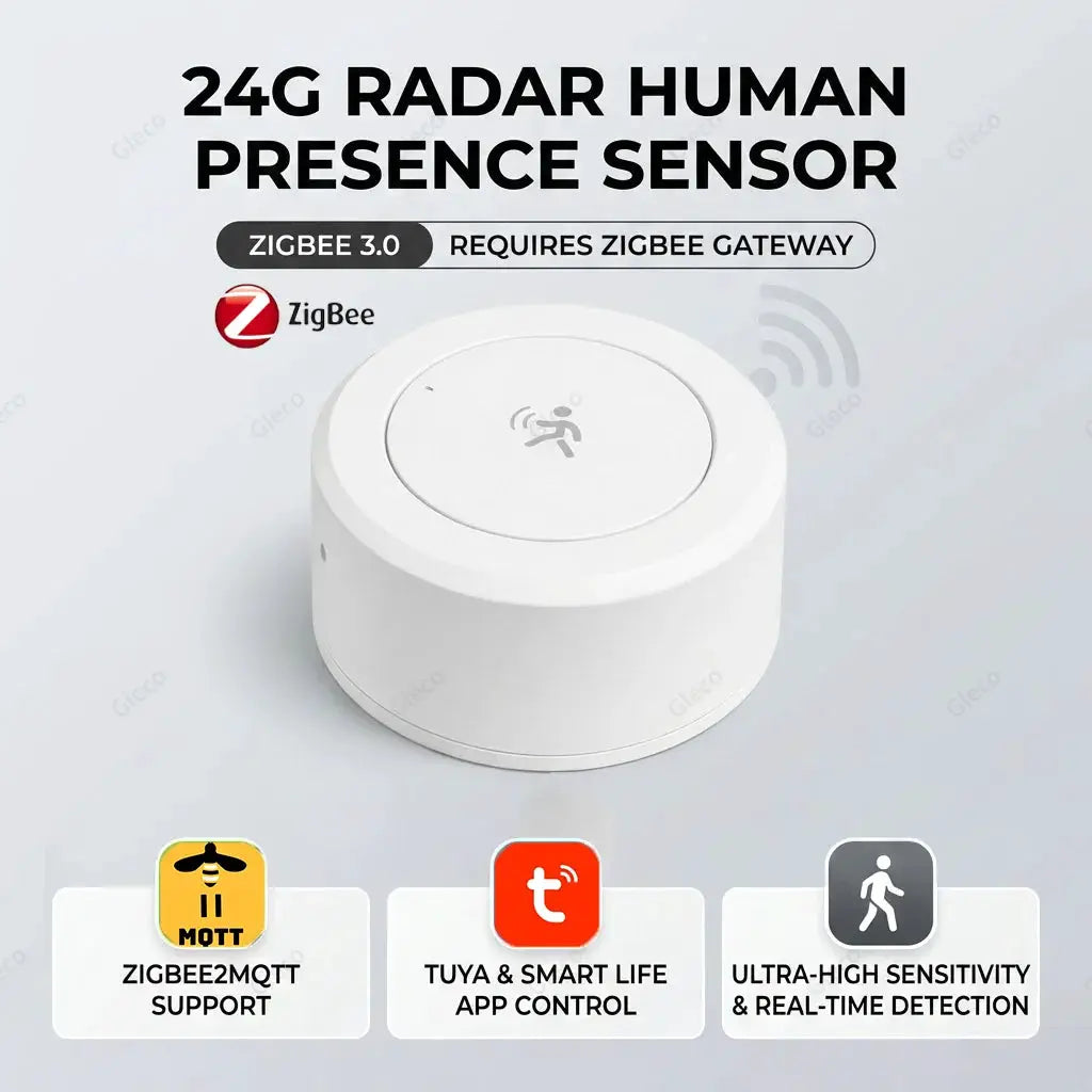 ZigBee radar presence sensor, round white motion detector by Simples Market