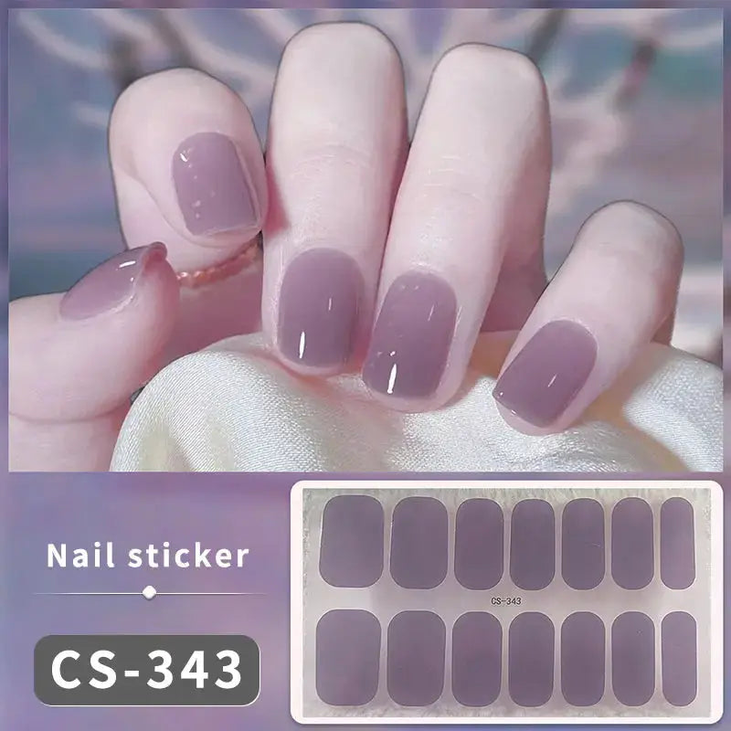 Nail sticker set by Simples Market CS-343; gradient lilac full-cover press-on decals, self-adhesive with 14/16 tips