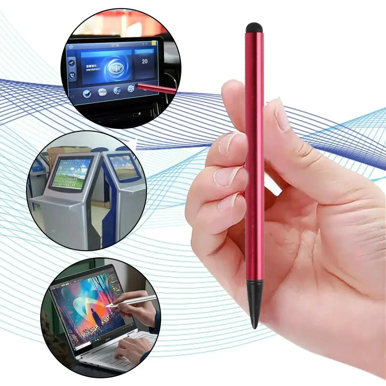 Simples Market universal dual-use touchscreen stylus, pink with black tip, for iPad and Android tablets/phones