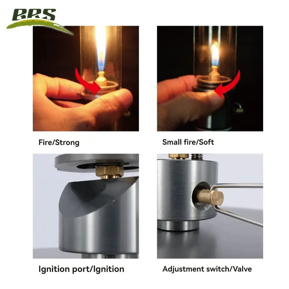 BRS-55 Dreamlike Candlelight Lamp windproof gas burner stove for outdoor camping, silver metal body