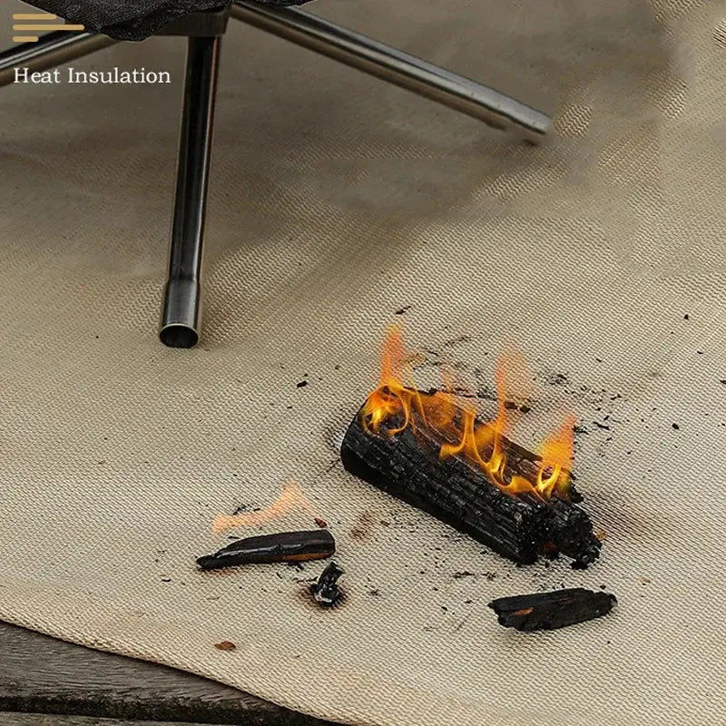 Simples Market fireproof insulation mat for outdoor picnics; beige fiberglass cloth.