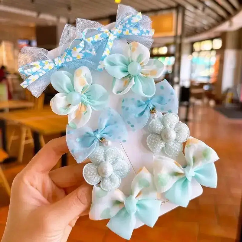Floral Bow Baby Hairclip Set - Simples Market