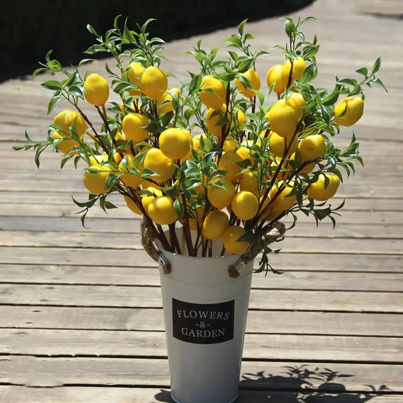 Luxury Lemon Fruit Branch With Green Leaves Artificial Flowers For Home Decor And Photography Props Realistic Fake Plant