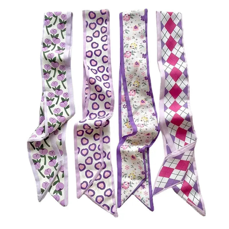 SilkSerene 4 Piece Silk Satin Scarf Set For Women Lightweight Polyester Scarves Luxurious Versatile Wraps