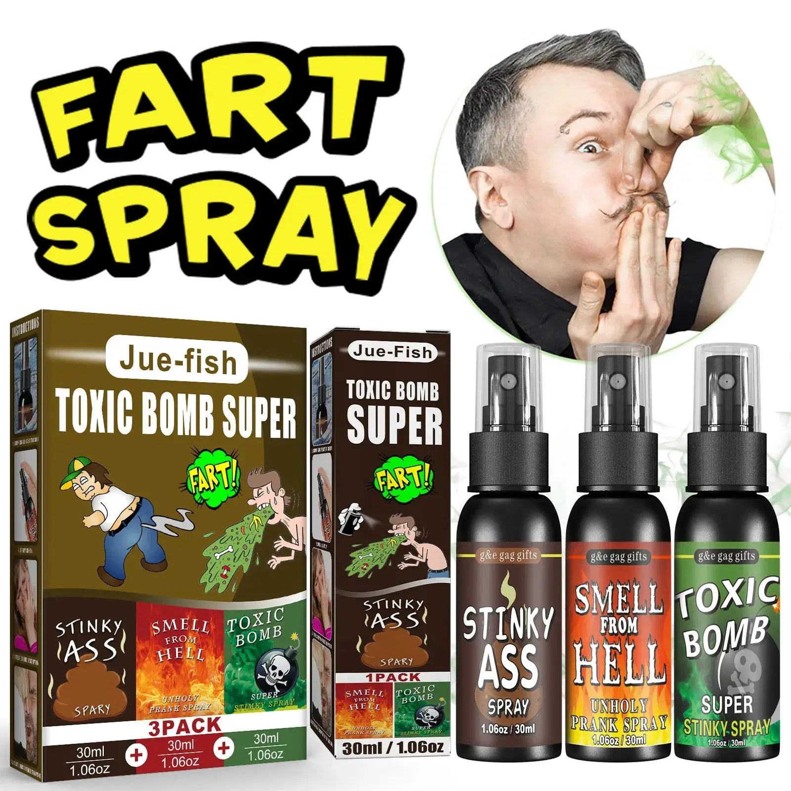 30ml Poop Spray Prank Gag Liquid Fart Joke Non Toxic Stink Bomb Extra Strong Smelly Gas Spray