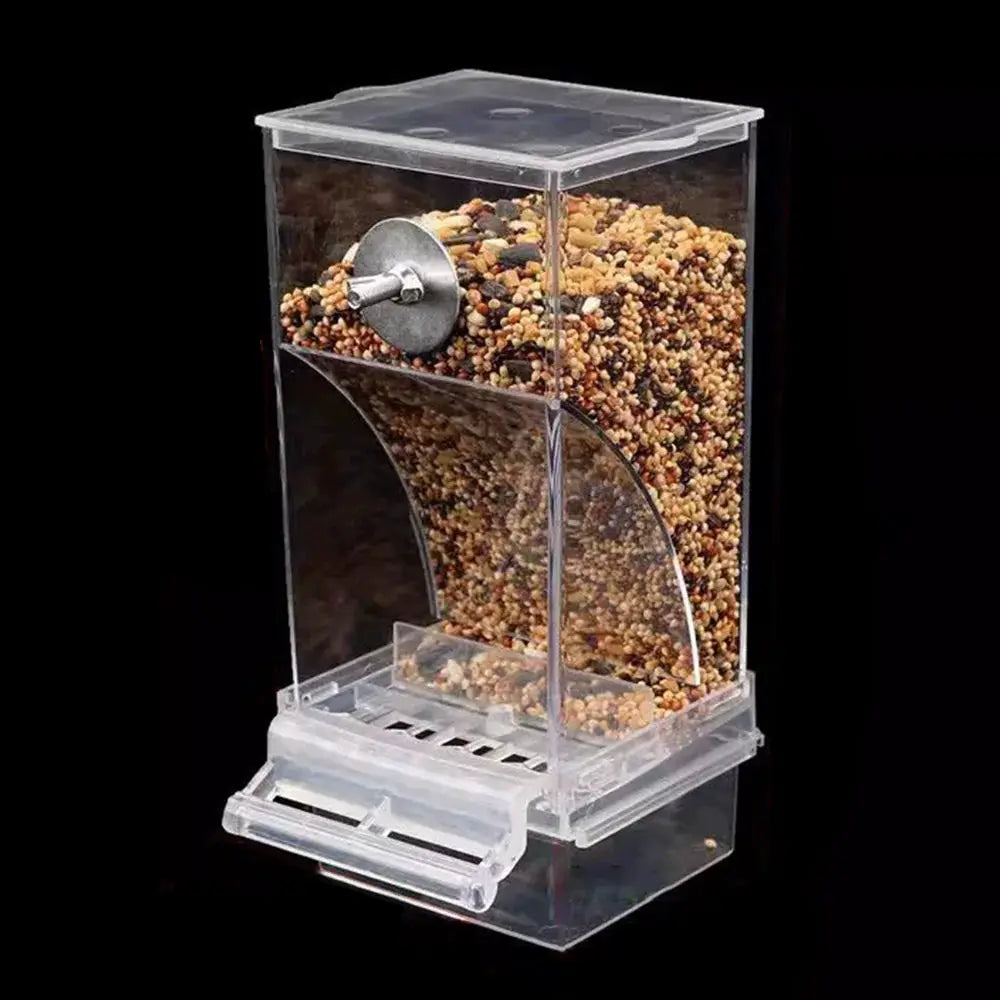 No Mess Automatic Bird Feeder Transparent Food Container for Small Birds and Parrots Cage Accessories