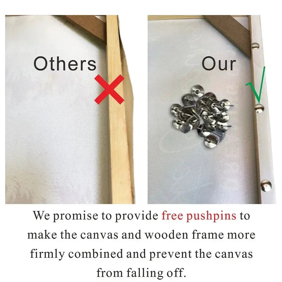 Canvas wooden frame by Simples Market with natural wood finish and free pushpins