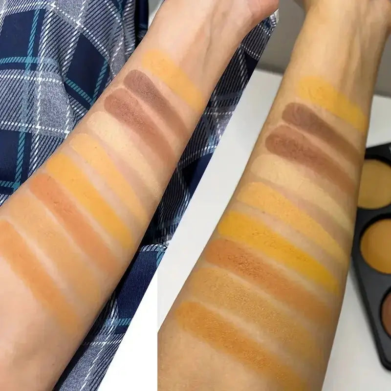 NovaGlo 9 Color Dark Bronze Foundation Palette For Oil Control Matte Finish With Delicate Glitter Contouring Concealer