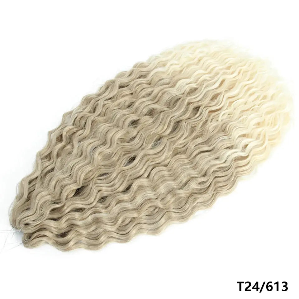 Ariel Curls crochet hair extensions with water-wave curls in blonde ombre T24/613, by Simples Market
