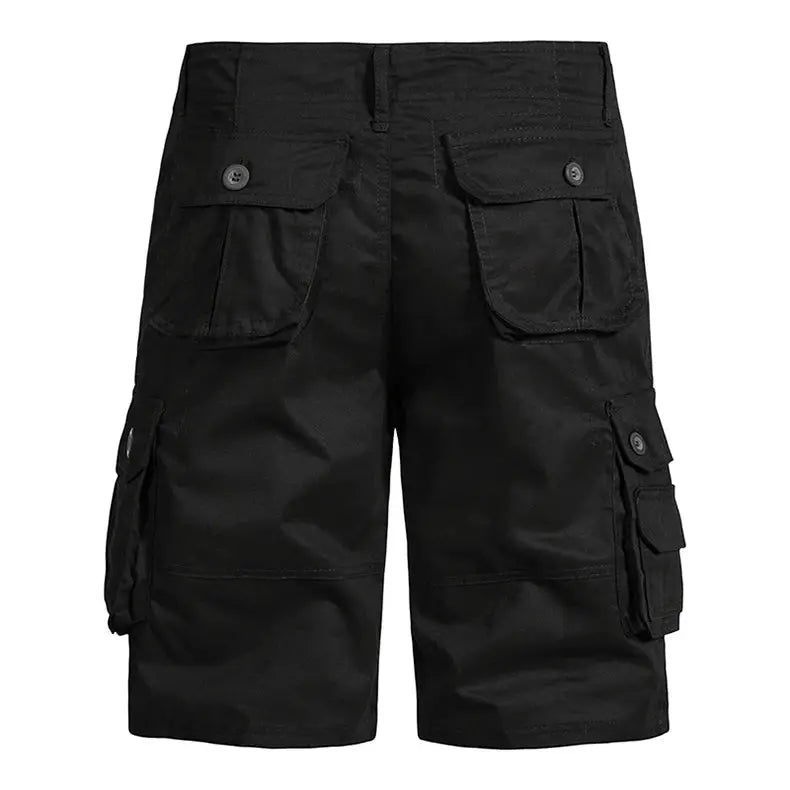 Men's cargo shorts black cotton with multiple pockets, loose fit, Simples Market.