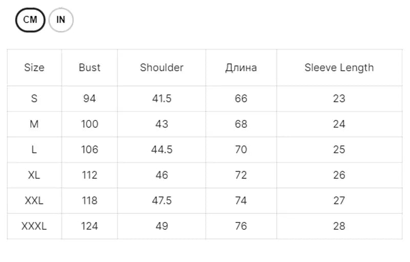 Simples Market men's polo shirt size chart with bust, shoulder, length and sleeve measurements.