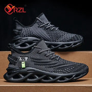 YRZL Men and Women Running Shoes Black Breathable Mesh Casual Sneakers Outdoor Shock Absorption