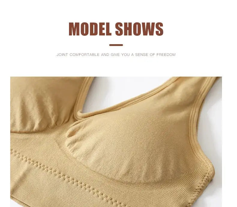 Simples Market beige wireless seamless bra for plus sizes (S-7XL), non-underwire