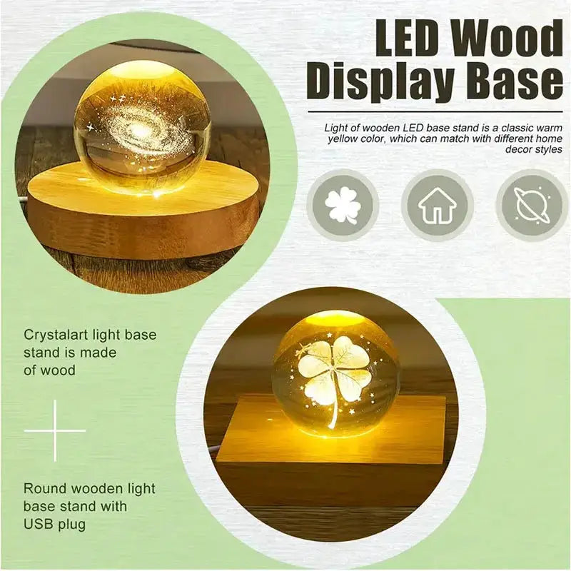 TimberLux Wood Desktop LED Night Light Base USB RGB Lamp For Art And Collectibles Warm White RGB Lighting