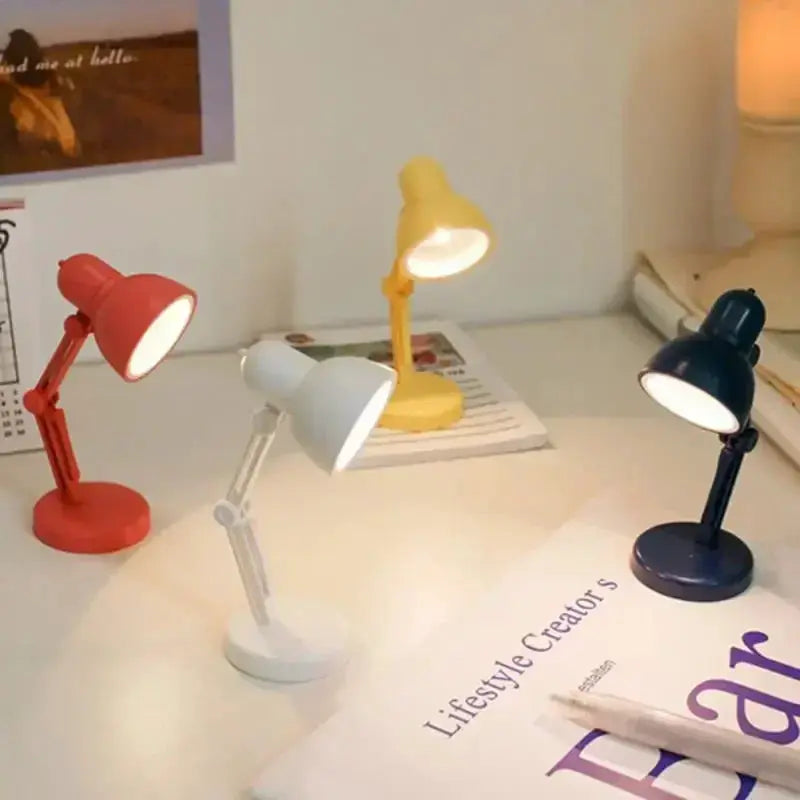 Mini LED desk lamp set of four in red, white, yellow and navy blue