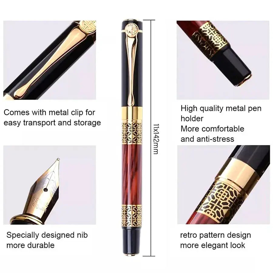 Retro Metal Fountain Pen 1 To 100 Piece Set With Replaceable Ink Elegant Gift For Writing Office And School Supplies