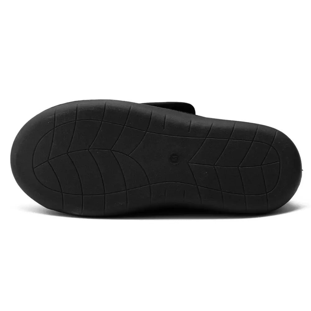 Unisex diabetic walking shoe sole in black with grid-tread pattern