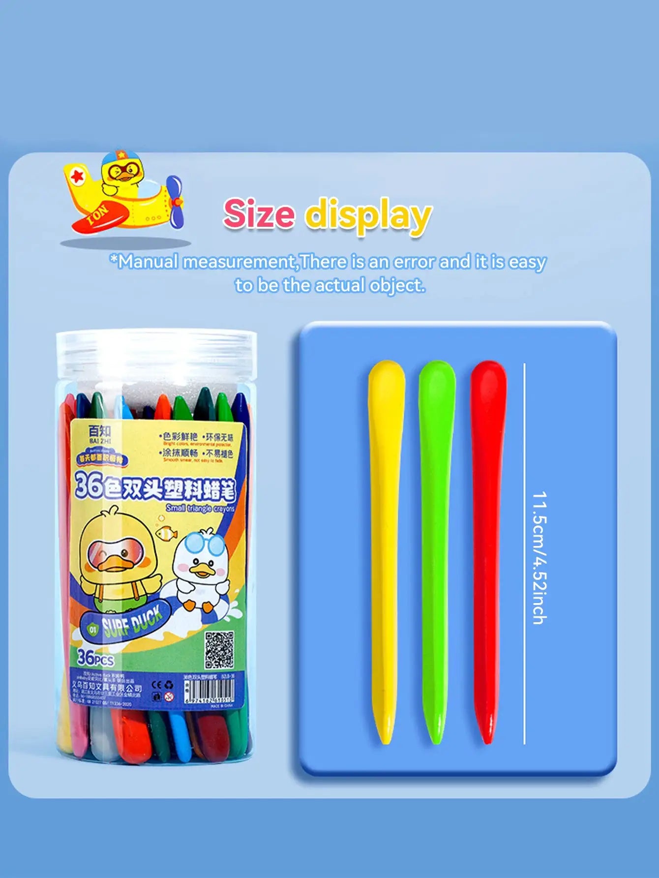 Crayon set by Simples Market, 36-color double-headed triangle oil painting sticks for kids in a clear jar, safety-tested