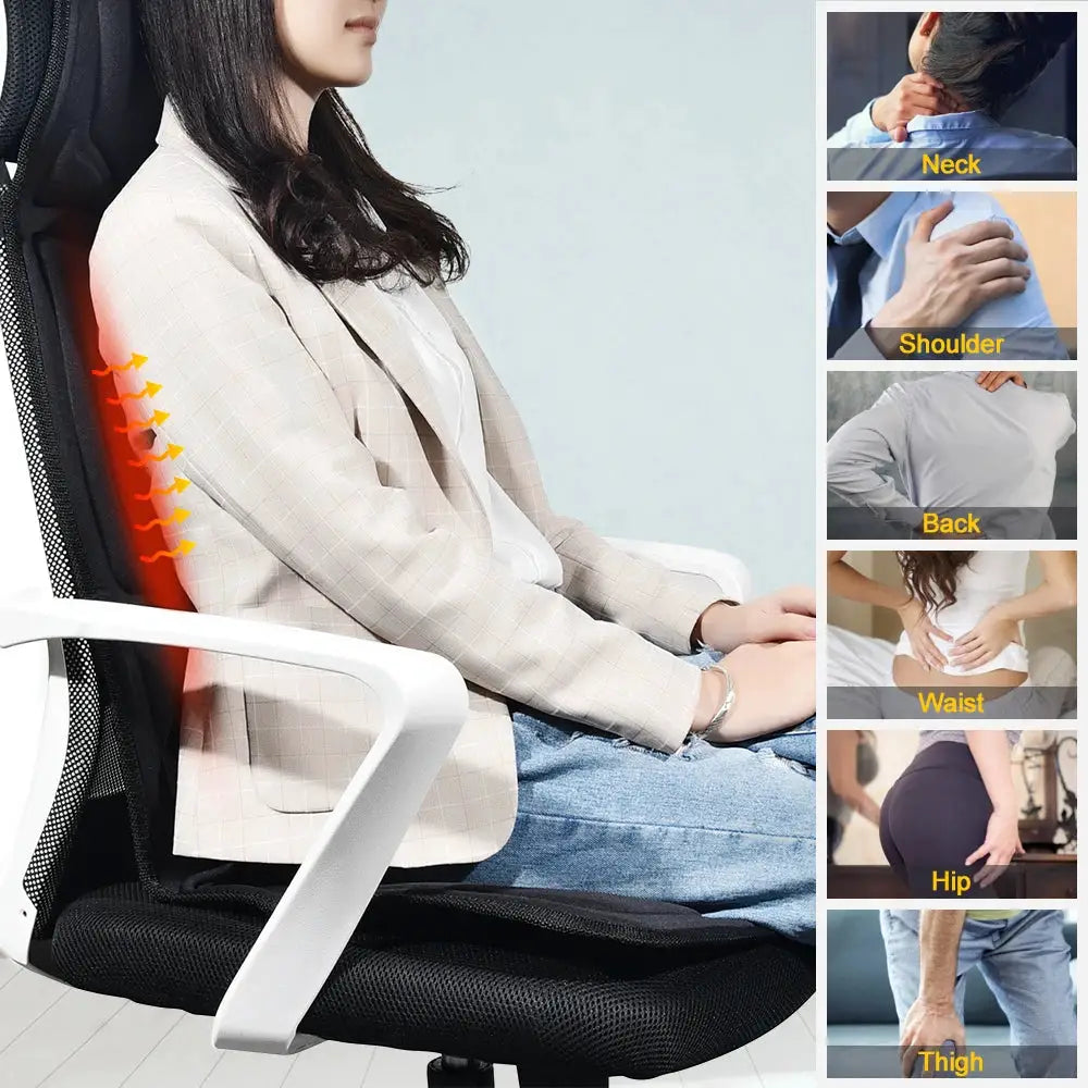 Massager chair pad by Simples Market with electric heating and vibration for neck and back