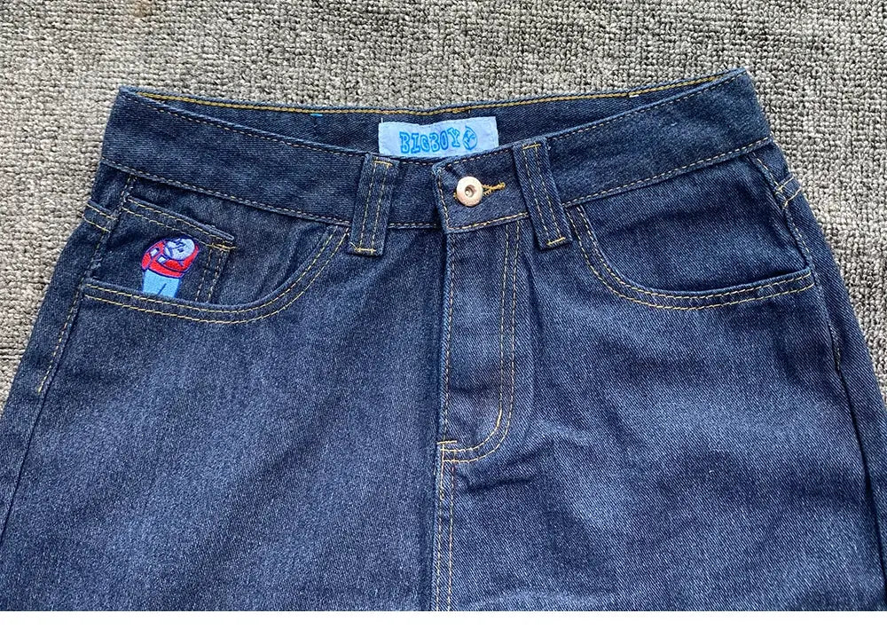 Y2K Embroidery Baggy Boy Jeans Women Streetwear Gothic Denim Trousers