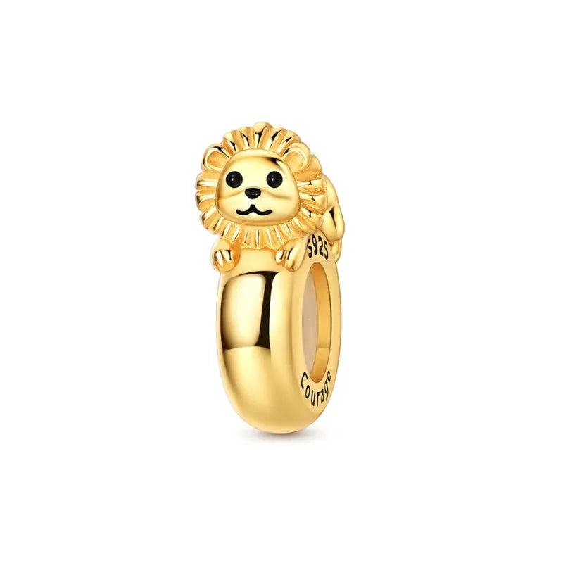 925 Sterling Silver Gold DIY Charms Beads Inlaid Zirconium Sun Leopard Pendants Fit Bracelet For DIY Jewelry Making