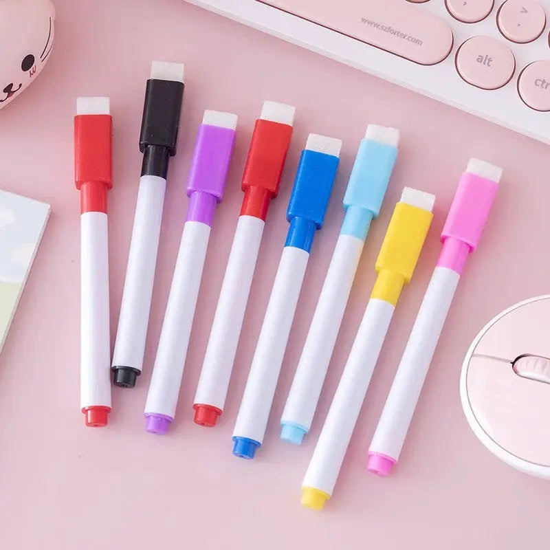 Whiteboard markers 8-piece magnetic colorful set with built-in erasers