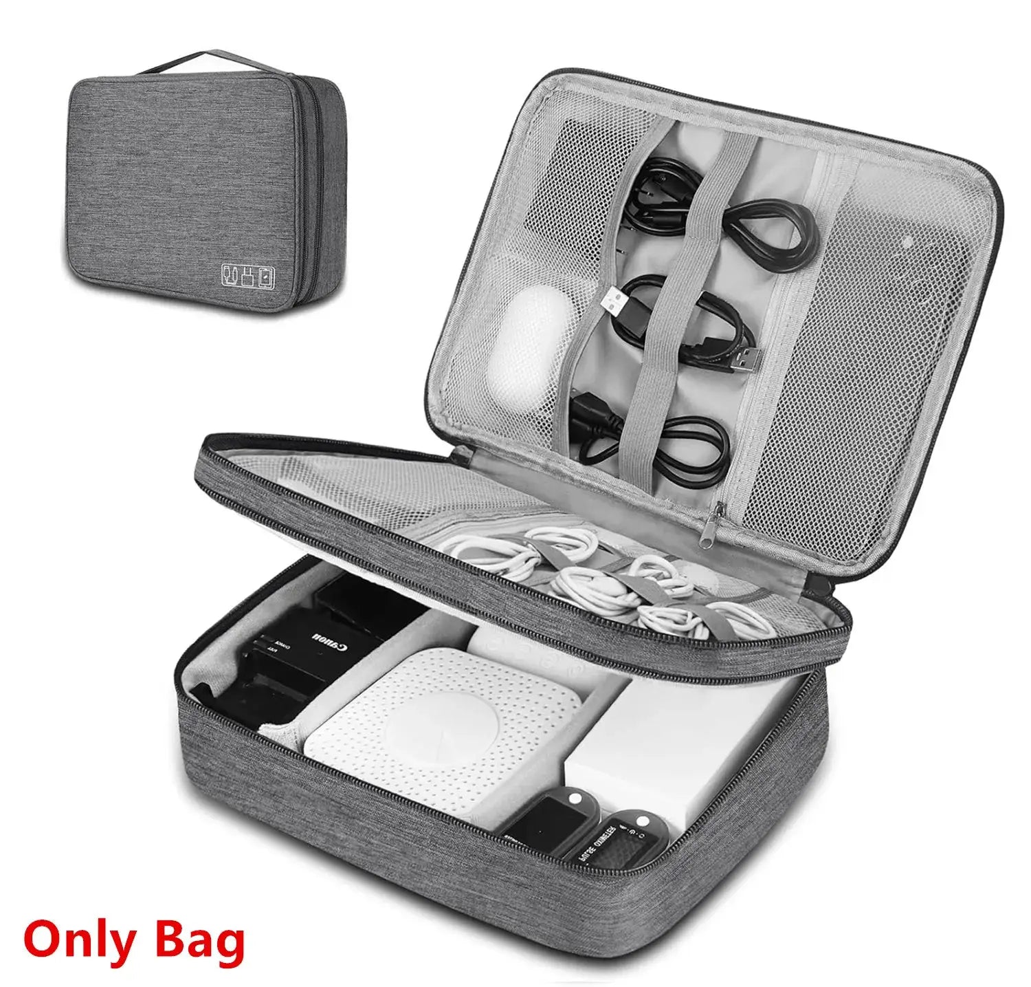 TravelMate Waterproof Cable Storage Bag Digital Organizer Portable USB Data Cable Charger Case With Compartments
