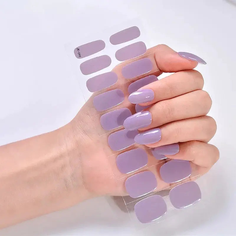 NailLux Semi Cured Nail Wraps For 16 To 20 Tips Easy Full Cover Adhesive Press On Nails Gel Finish UV LED Compatible