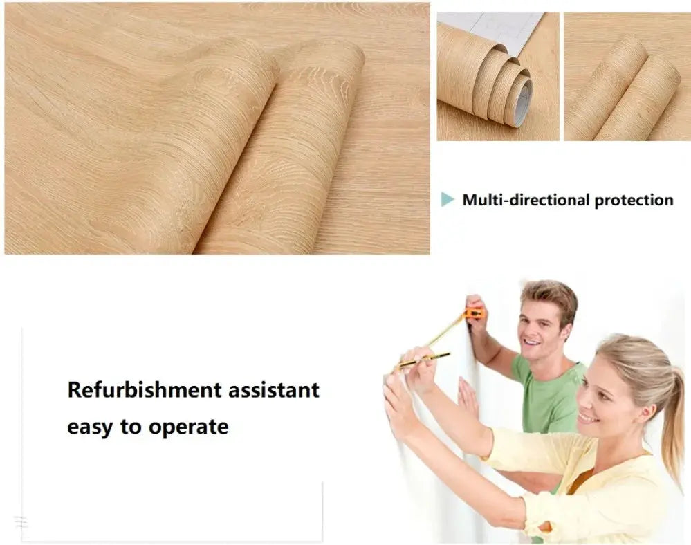 Wood grain self-adhesive vinyl wallpaper by Simples Market, 55cm wide, waterproof decor for doors, wardrobes, furniture