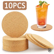 10 Pcs Natural Round Wooden Coaster Set With Cork Backing Non Slip Tea Coffee Cup Mats For Table Decor