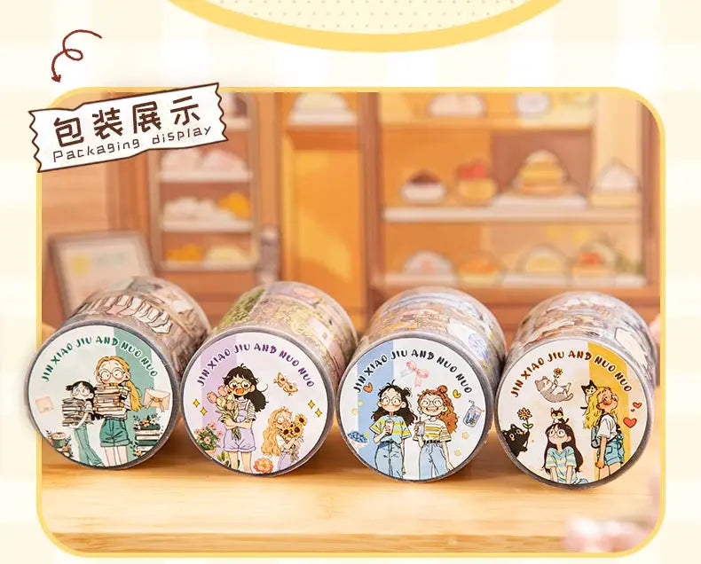 Mr Paper Washi Tape by Simples Market, 4 kawaii character PET rolls for journaling and scrapbooking.