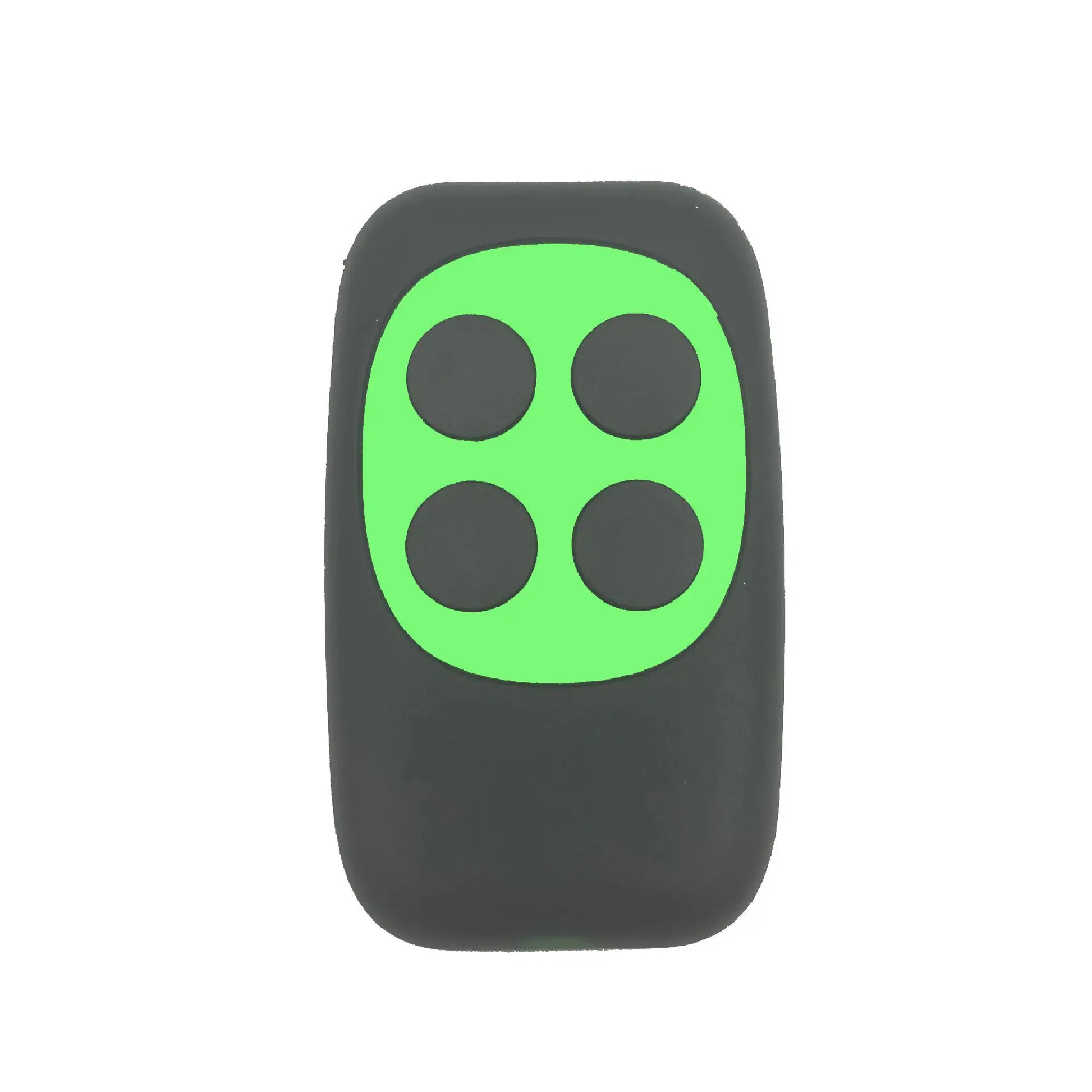 Remote control 433MHz 4-key RF device with green button panel on black casing by Simples Market