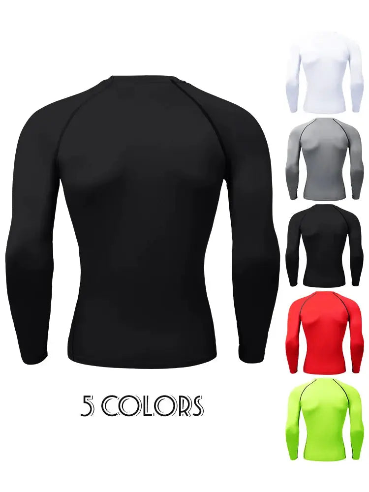 Men's compression rashguard by Simples Market; quick-dry gym top in black with white, gray, red, lime color options, 5 colors