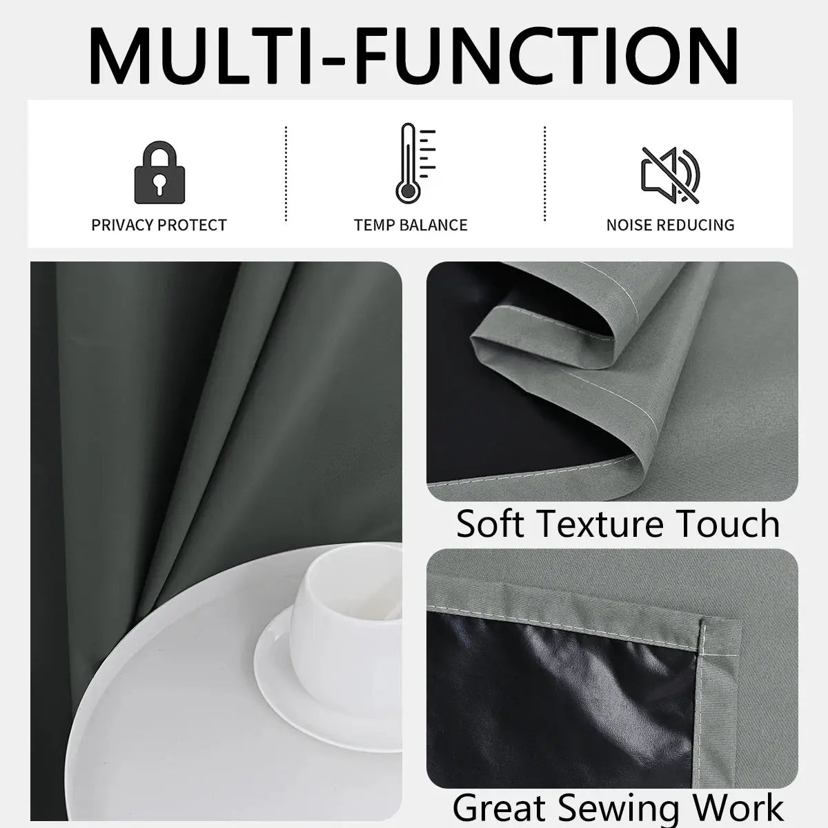 Set of 2 100 Percent Blackout Curtains With Coated Lining for Bedroom, Living Room, Dining Room and Bathroom - Simples Market