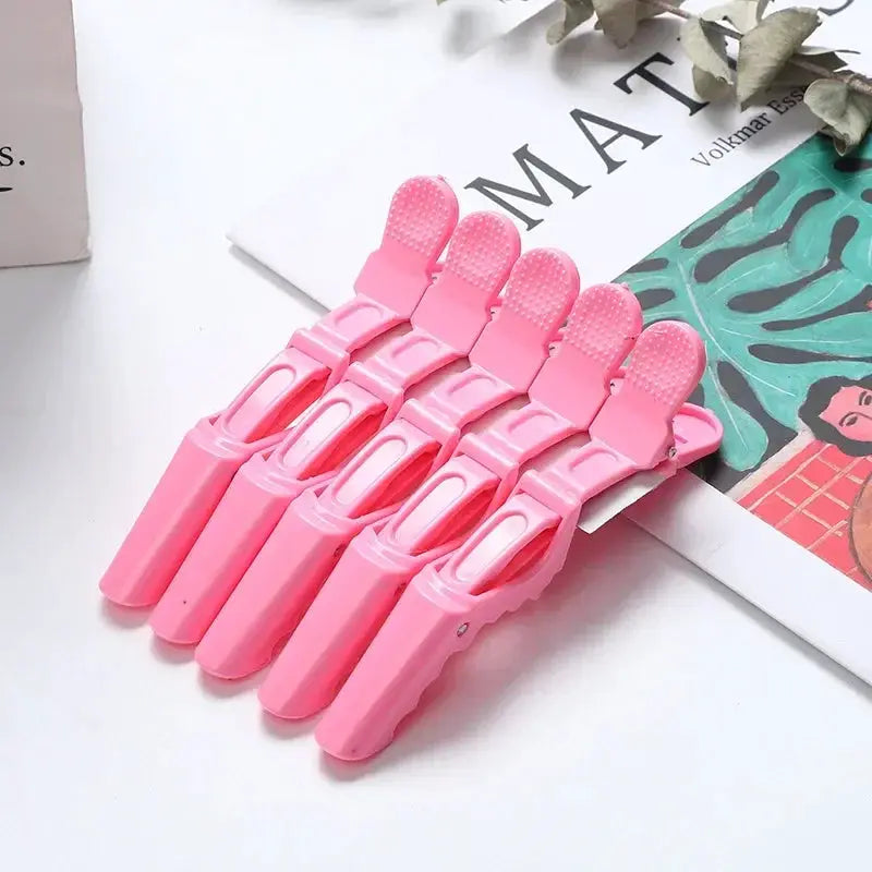 SalonPro 5 Pack Alligator Hair Clips Set With Double Hinged Clamps And Two Springs For Secure All Day Salon Styling