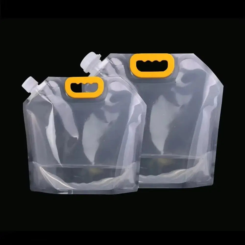 Simples Market 5L portable collapsible water bag, 2 clear pouches with yellow handles for camping and outdoor use