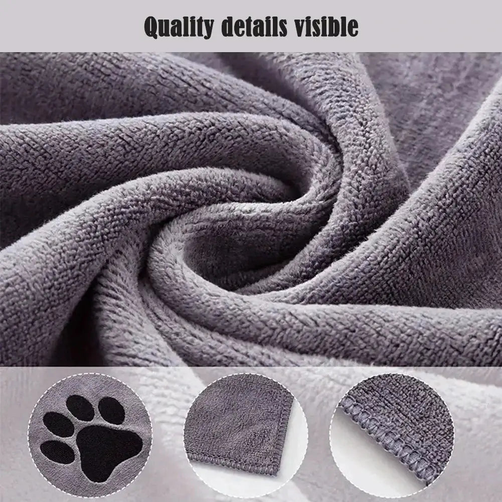 Three Size Options Microfiber Pet Bath Towel Embroidered Super Soft Absorbent for Cats and Dogs Grooming Supplies