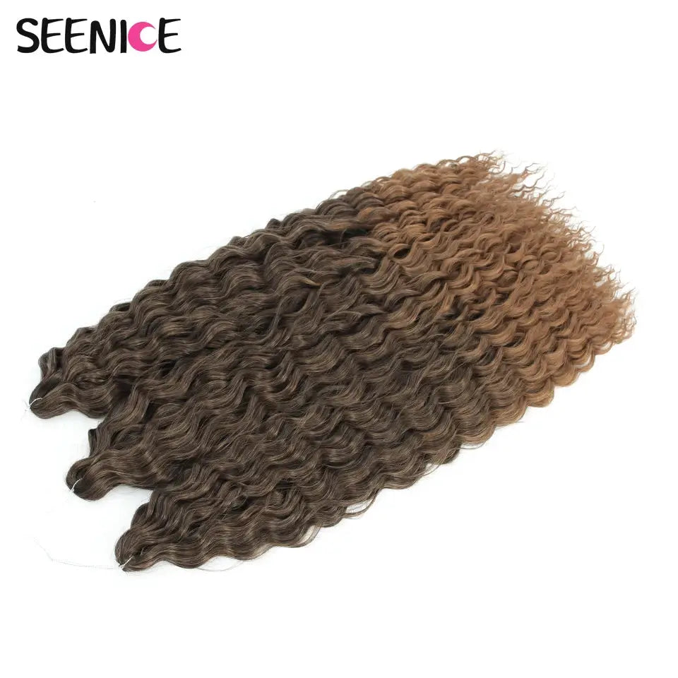 Ariel Curl Crochet Braids, Seenice, ombre blonde-to-brown deep wave synthetic hair extension