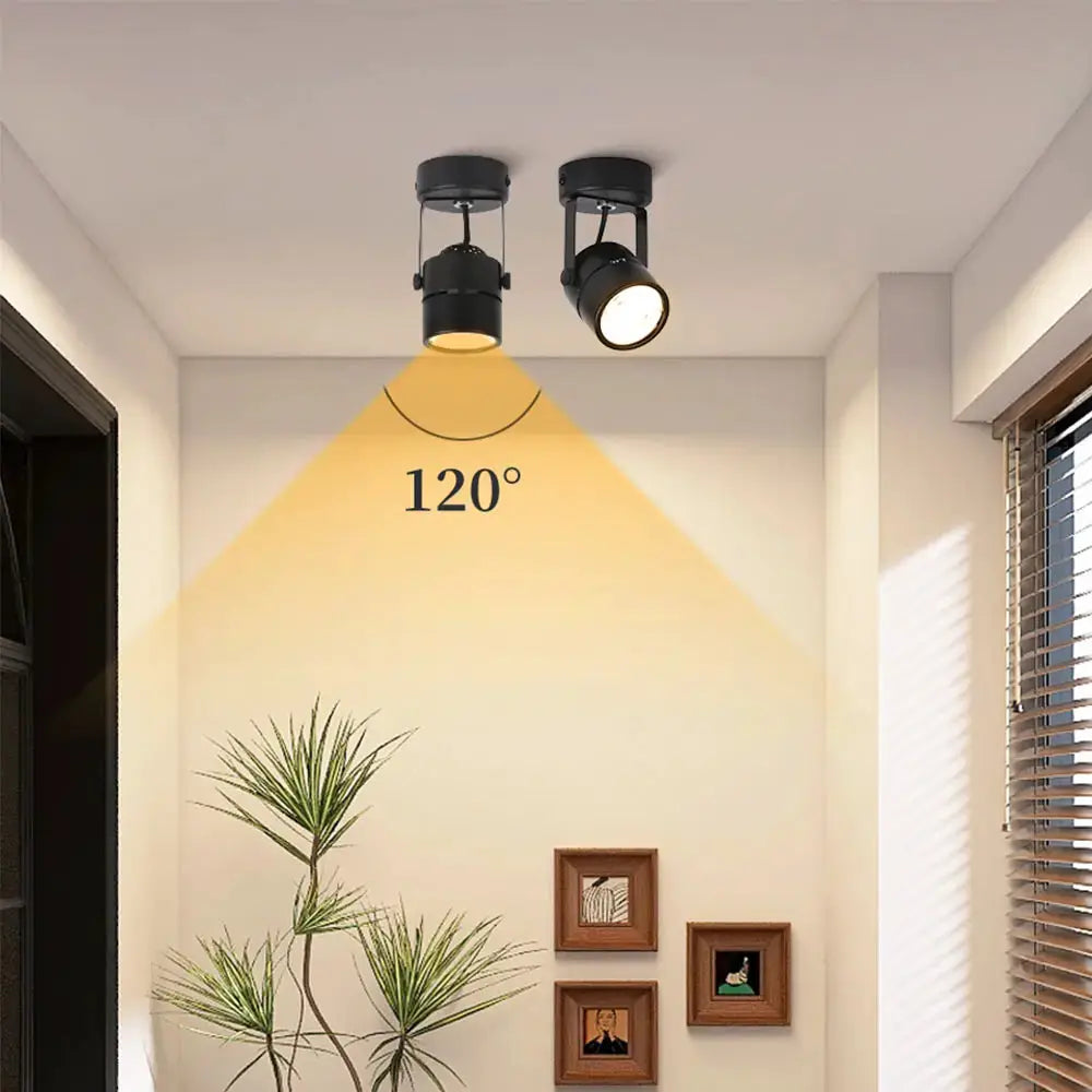 Simples Market LED shop ceiling spot lamp chandelier with two black GU10 spots and 120° beam