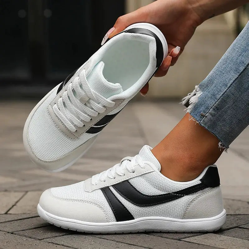 StrideFlex Wide Toe Women Walking Shoes Breathable Mesh Upper Soft EVA Barefoot Feel For All Day Comfort
