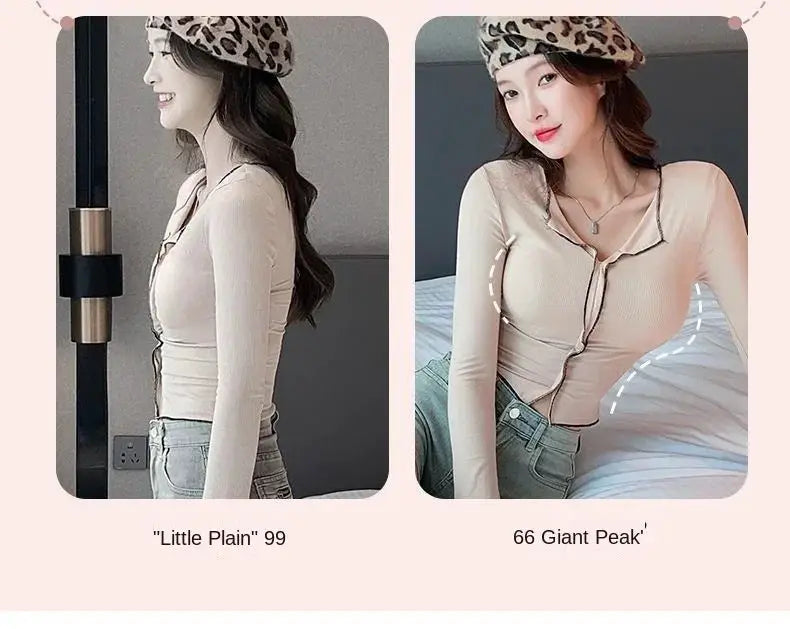 Push up bra for small chest in beige; two side-by-side shots of a model wearing a nude top.