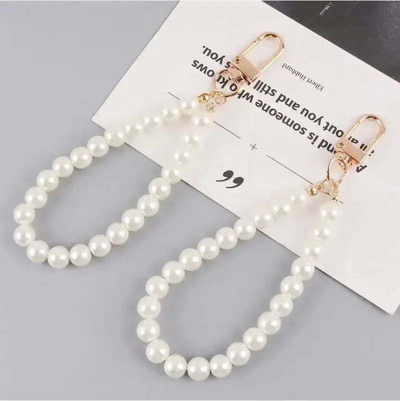 Cute Pearl Keychain For Women And Girls Shiny Pearl Bead Shell Phone Bag Backpack Charm Accessory Car Key Chain Pendant